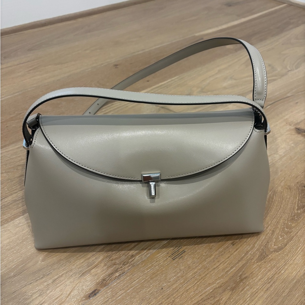Toteme Taupe T-Lock Convertible Top Handle Bag